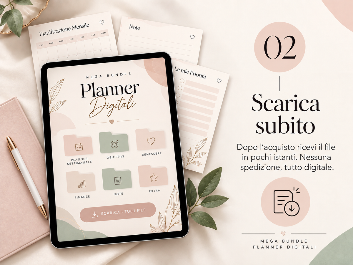 Mega Bundle Planner Digitale – Organizza Vita, Budget, Obiettivi e Produttività