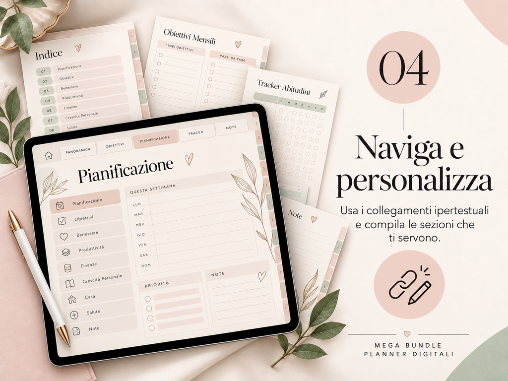 Mega Bundle Planner Digitale – Organizza Vita, Budget, Obiettivi e Produttività