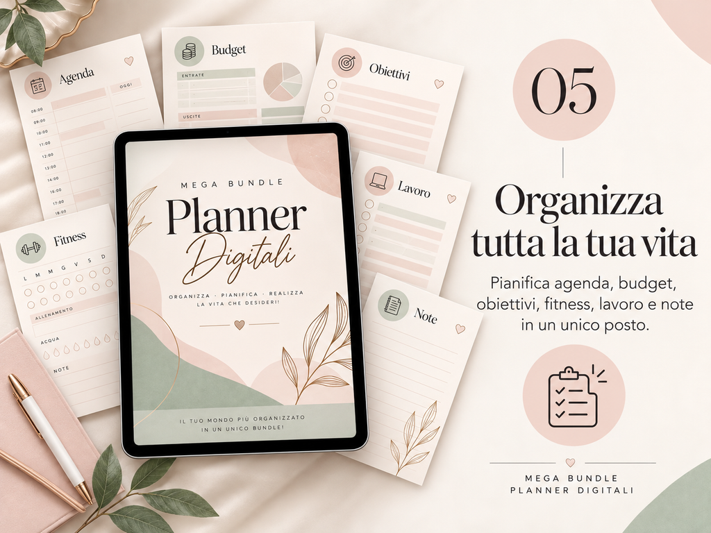 Mega Bundle Planner Digitale – Organizza Vita, Budget, Obiettivi e Produttività