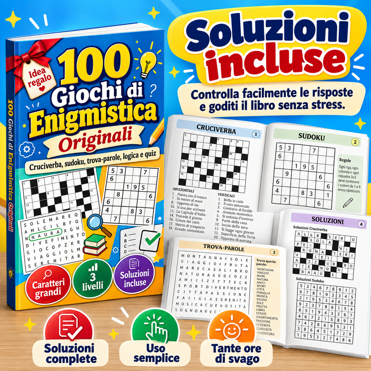 Meno Schermo, Più Mente – Libro di Enigmistica per Adulti con 100 Giochi