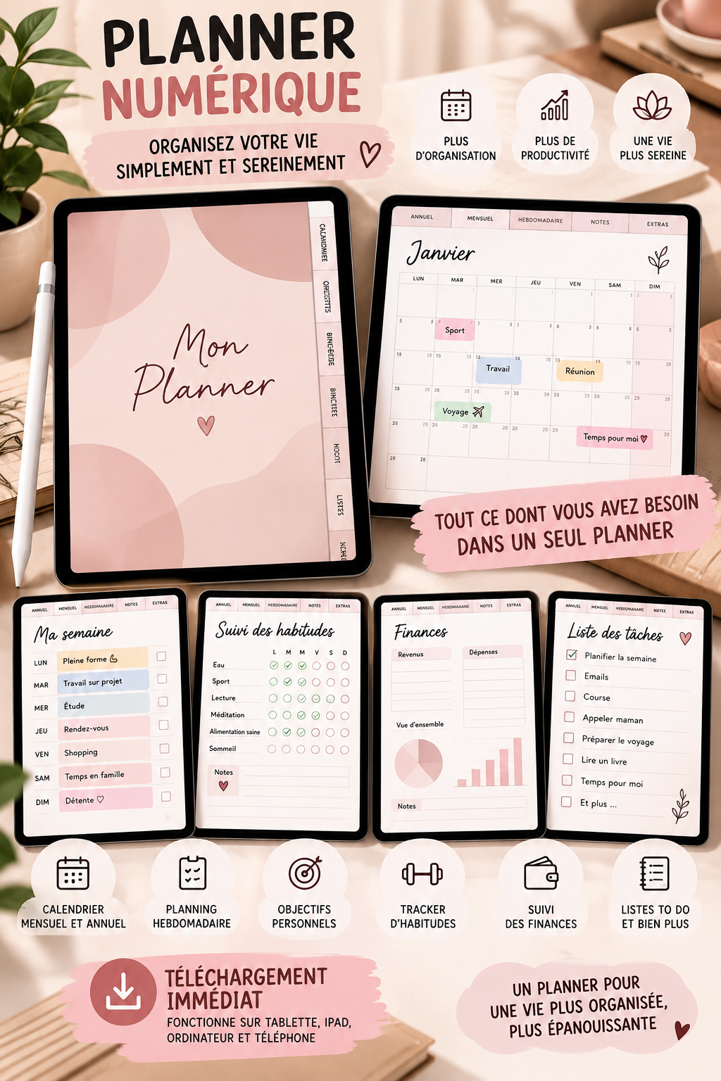 Planner Digital 2026–2027 | Agenda, To-Do, Objectifs & Budget